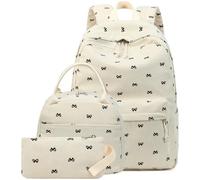 LEDAOU School Backpack, Black Butterfly Knots2, L, Modern: 3-Piece Set - Girls' Backpack + Shopping Bag + Purse/Clutch Pouch, 15" Laptop, Insulated Lunch Bag, Pencil Case