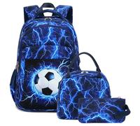 LEDAOU School Backpack Boys Teenagers Children Juvenile Girls Daypack Girls Leisure Backpack, flash soccer, L, School backpack