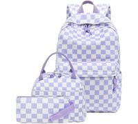 LEDAOU School Backpack Boys Teenagers Children Teenagers Girls Daypack Girls Leisure Backpack White Daisy Black Backpack, Violet-White, L, Modern