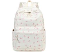 LEDAOU School Backpack Teen Girls Lightweight Bookbag Elementary Middle School Backpacks College Laptop Bag Travel Daypack, Bow Print-pink, L, Backpack