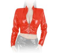 Ledapol - Long-sleeved short lacquer jacket with zip in various colors