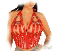 Ledapol - Real Leather Harness Corset With Neckholder In Various Colors