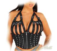 Ledapol - Real Leather Harness Corset With Neckholder In Various Colors