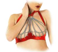 Ledapol - Real Leather Harness Strap Bra With Open Chains In Various Colors