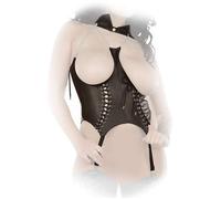 Ledapol - Real Leather Lacing Straps Corset Open In Various Colors