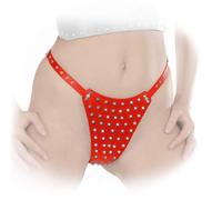 Ledapol Real Leather Slip/String With Shiny Studs High-Waist Panty