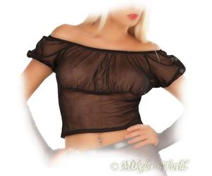 Ledapol - Shoulder-free Mesh Blouse in Carmen Style in Various Colors