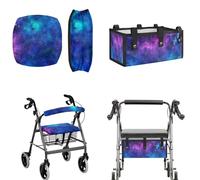 LedBack 3 Pcs Sets Rollator Walker Accessories Galaxy Print Universal Fit Walker Seat Cover Rollator Walker Seat & Backrest Covers, Rollator Storage Under Seat Bag