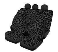 LedBack Black Leopard Print Car Seat Covers for Front and Rear Bench Seat Cover, Auto Bucket Backrest Soft Comfortable Seat Protector, Set of 4, Universal Fit SUV, Truck, Van