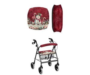 LedBack Christmas Snowman Washable Rollator Walker Seat and Backrest Covers Protection Cover for Rollator Walker with Seat Dust Cover Rollator Accessories Machine