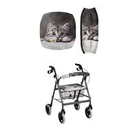 LedBack Cute Cat Rollator Walker Seat and Backrest Covers Gray Rollator Seat Cover Rollator Walker Accessories Walker Covers