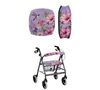 LedBack Rollator Walker Seat and Backrest Covers Hummingbird Pink Flowers Protection Cover for Rollator Walker with Seat Dust Cover Rollator Accessories