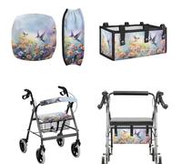 LedBack Universal Walker Accessories Hummingbird Daisy Walker Seat Covers Rollator Walker Seat and Backrest Covers Underseat Pouch Tote for Rolling Walkers