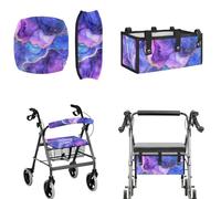 LedBack Walker Accessories Sets Wheelchair Bag for Seniors Rollator Walker Rollator Covers Purple Marble Print Walker Seat and Backrest Covers, Easy to Install