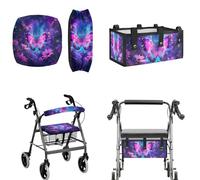 LedBack Wheelchair Bag for Seniors Rollator Walker Rollator Covers Purple Butterfly Flower Walker Seat and Backrest Covers, Easy to Install