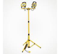 LEDBRITE 110v LED Work Light with Tripod Stand for Job Site Lighting Mount Retractable Frame Outdoor & Indoor Floodlighting Portable Worklight (Double Tripod)
