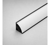 LEDBRITE 1616B Corner Aluminium LED Profile 2m, 16 x 16mm Black Surface LED Strip Channel with Opal Domed Diffuser & End Caps (2)