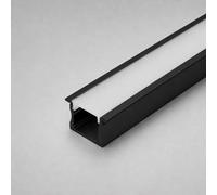 LEDBRITE 1714B Recessed Aluminium LED Profile 2m, 25 x13mm Black LED Strip Deep Channel with Opal Flat Diffuser (2)