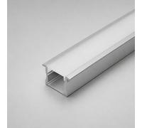 LEDBRITE 1714C Recessed Aluminium LED Profile 2m, 25 x13mm Silver LED Strip Deep Channel with Opal Flat Diffuser (3)