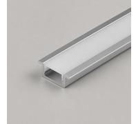 LEDBRITE 2507C Recessed Aluminium LED Profile 2m, 25 x 7mm Silver LED Strip Channel with Opal Flat Diffuser & End Caps (5)