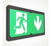 LEDBRITE 3W LED Emergency Exit Sign, Auto Self-Test, Maintained or Non-Maintained, LiFePO4 Battery, Rotatable Running Man Legend, Black Emergency Lighting for Offices, Shops & Commercial Buildings