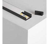 LEDBRITE LED Aluminium Profile Black 2M / 6.6FT Channel ALP1708-B Profile with Cover Channels and Diffusers with End Caps and Mounting Clips Plaster (5)