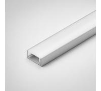 LEDBRITE ALP1606C Surface Mounted Aluminium LED Profile 2m, 16 x 6mm Silver LED Strip Channel with Opal Flat Diffuser & End Caps - Pack of 2 = 4m Total