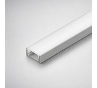 LEDBRITE ALP1707C Surface Mounted Aluminium Profile 2m, 17 x 7mm Silver LED Strip Channel with Opal Flat Diffuser & End Caps (Pack of 3 x 2m lengths = 6m Total)