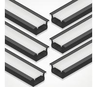 LEDBRITE Aluminium Profile 2M / 6.6FT Channel ALP2515-Black with Cover. LED Channels and Diffusers with End Caps and Mounting Clips Recessed Black (6)