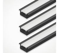 LEDBRITE Aluminium Profile 2M / 6.6FT LED Channel ALP2515-Black with Cover. LED Channels and Diffusers with End Caps and Mounting Clips Recessed Black (3)