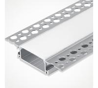LEDBRITE Aluminium Profile 2M / 6.6FT LED Channel with Cover. LED Channels and Diffusers with End Caps and Mounting Clips Plaster SJ-ALP9818 (2)