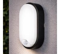 LEDBRITE Black Oval IP65 Bulkhead Wall Light Castella PIR Motion Sensor Weatherproof Waterproof Indoor Outdoor Garden Porch Garage Bathroom Patio
