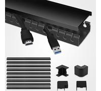 LEDBRITE Cable Trunking, 9 Pieces of Cable Management Kit, 3.5M Open Slot Cable Raceway Duct with Cover, Desk Cable Tidy Concealer Cord Organizer to Hide Wires for TVs, Computers etc... (Black)