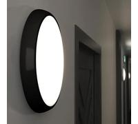 LEDBRITE LED Ceiling & Wall Light Black Bulkhead Slimline 2D 8W, 12W & 15W CCT 3000-6500K 105Lm/W, Waterproof IP65 Flush Security Lighting for Commercial, Hallway, Outdoor (Microwave Sensor)