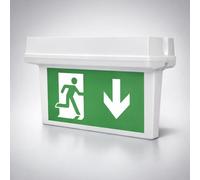 LEDBRITE LED Emergency Bulkhead Exit Sign Light, Double-Sided Viewing, Maintained & Non-Maintained Emergency Lighting, 4.5W, 3 Hour Duration, Ceiling Mounted, IP65 Waterproof, 6000K Daylight