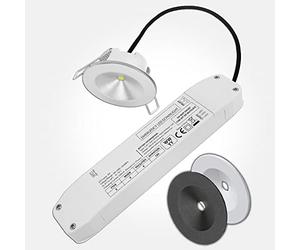 LEDBRITE LED Emergency Downlight Recessed Ceiling Light 2W Non Maintained LiFePO4 3 Hour Battery Pack with 3 X Bezels Included