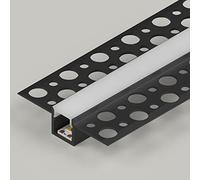 LEDBRITE LED Plaster in Aluminium Profile 2M / 6.6FT Black Aluminium Extrusion with Channel, Diffuser, End Caps and Mounting Clips for LED Strip 5213-Black (Pack of 3)