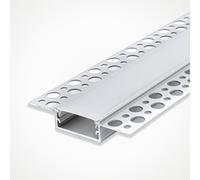 LEDBRITE LED Plaster in Aluminium Profile 2M / 6.6FT Chrome Aluminium Extrusion with Channel, Diffuser, End Caps and Mounting Clips for LED Strip ALP6114-Chrome (Pack of 4)