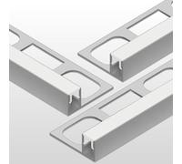 LEDBRITE Plaster-in LED Aluminum Profile Marble and Tile 6.6ft/2m with Flange ALP2811-Chrome for LED Strip, Drywall Aluminum Channel with Clip-in Diffuser and End Caps - pack of 3