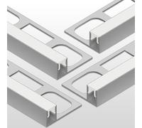 LEDBRITE Plaster-in LED Aluminum Profile Marble and Tile 6.6ft/2m with Flange ALP2811-Chrome for LED Strip, Drywall Aluminum Channel with Clip-in Diffuser and End Caps - pack of 4