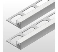 LEDBRITE Plaster-in LED Aluminum Profile Marble and Tile 6.6ft/2m with Flange ALP2811-Chrome for LED Strip, Drywall Aluminum Channel with Clip-in Diffuser and End Caps - pack of 2