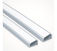 LEDBRITE Wardrobe Aluminium Profile 2M / 6.6FT LED Surface Indirect Cupboard Channel ALP1510 LED Ray Profile with Adhesive Tape Backing, Channels and Diffuser with End Caps (2, Silver) (Pack of 2)