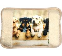 Leddy Living Electric Hot Water Bag 26 x 19 cm 500W - Wireless Rechargeable Quick Warmer with Plush Pockets for Hands, Pain Relief and Cold, Soft Dog & Puppy Design (3 Dogs)