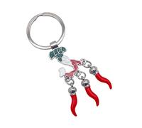 Leddy Living Italian Tricolour Keyring with Lucky Horn Charms - Scaramantico Amulet Italian Frame for Men and Women - Symbol of Fortune and Tradition, multi-coloured, 9,5 cm