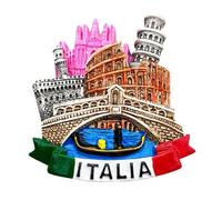 Leddy Living Italian Vintage Style Decorative Magnet, 1x Italy Monuments Magnet, Green / White / Red, Small, 50.0 grams, from Italy