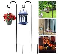 Ledeak 2 Pack Classic Black Steel Shepherd's Crook Hooks, Adjustable Height Garden Hooks for Lights, Lanterns, Plant Baskets, Wind Chimes