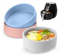 Ledeak 3 Pack Air Fryer Egg Mould, Reusable Food Grade Silicone Poached Egg Moulds for Air Fryer, Nonstick Air Fryer Egg Poacher Ramekins for Air Fryer Oven and Microwave (Gray+Blue+Pink)