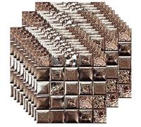 Ledeak 30Pcs Mosaic Tile Stickers, 10x10cm Self Adhesive Wall Tiles, Waterproof Oilproof Stick on Vinyl Tiles, Peel and Stick Backsplash Tiles, Transfers Stickers for Bathroom Kitchen (Brown)