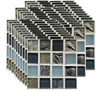 Ledeak 30Pcs Stick on Mosaic Tiles Stickers, 10x10cm Blue Pattern Peel and Stick Self Adhesive Wall Tiles Transfers Stickers, Waterproof Backsplash Tile Stickers for Kitchen Bathroom Decor