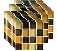 Ledeak 30Pcs Stick on Mosaic Tiles Stickers, 10x10cm Dark Brown and Light Brown Peel and Stick Self Adhesive Wall Tiles Transfers Stickers, Waterproof Backsplash Tile Stickers for Kitchen Bathroom